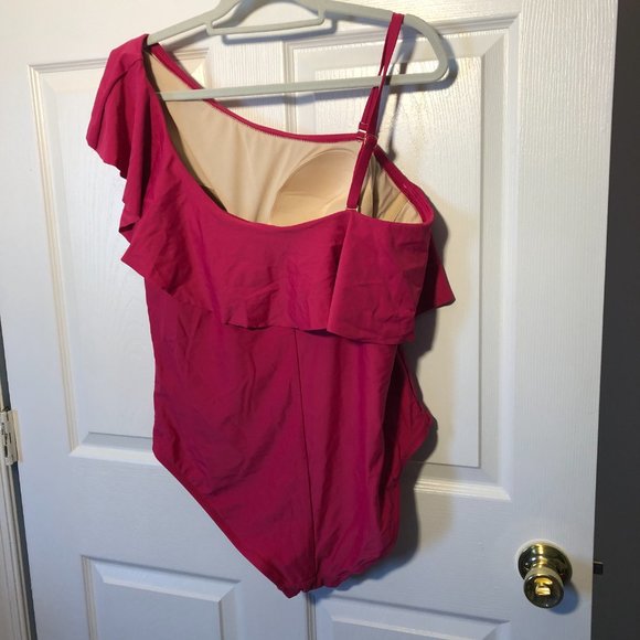 Kona Sol women's one shoulder Ruffle one piece swimsuit, size 20, NWT - Picture 4 of 8